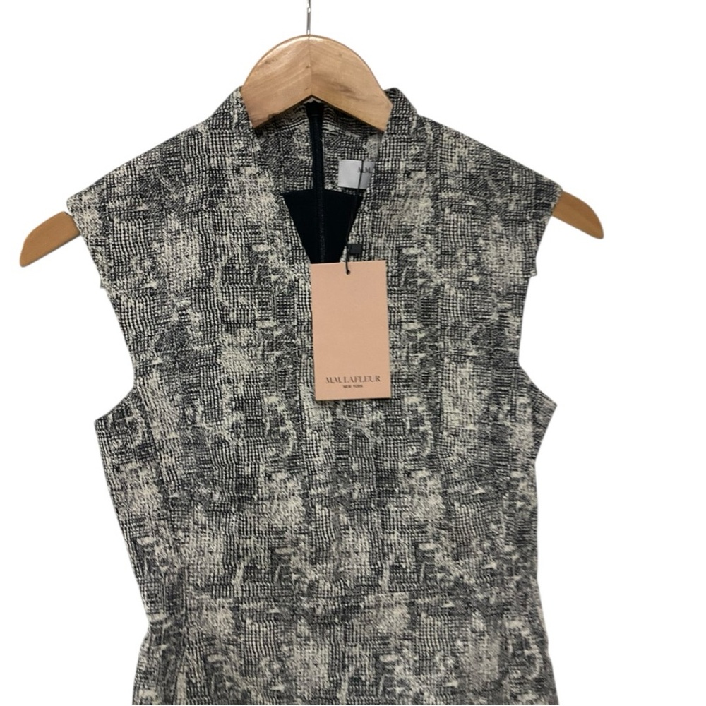 NWT MM Lafleur 0P Aditi Sheath Dress Black White Crackle Print Sleeveless - Picture 3 of 7